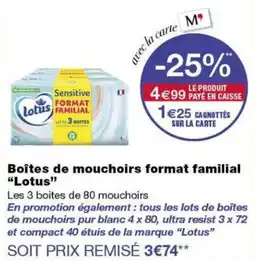 Monoprix Lotus Boîtes de mouchoirs offre