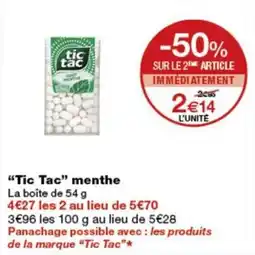 Monoprix Tic Tac menthe offre