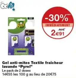 Monoprix Pyrel Gel anti-mites Textile fraîcheur lavande offre