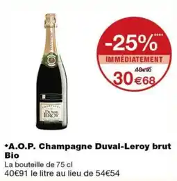 Monoprix Duval-Leroy Champagne brut Bio offre