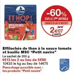 Monoprix Petit navire Effilochés de thon offre