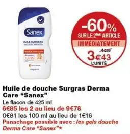 Monoprix Sanex Huile de douche Surgras Derma Care offre