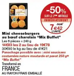 Monoprix Mix Buffet Mini cheeseburgers au bœuf charolais offre