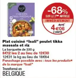Monoprix Isali Plat cuisiné poulet tikka massala et riz offre