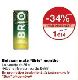 Monoprix Brio Boisson maté menthe offre