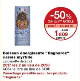 Monoprix Ragnarok boisson énergisante offre