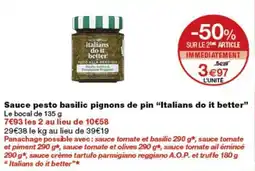 Monoprix Italians do it better Sauce pesto basilic pignons de pin offre
