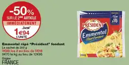 Monoprix Président Emmental râpé fondant offre