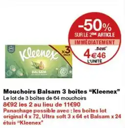 Monoprix Kleenex Mouchoirs Balsam offre