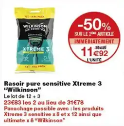 Monoprix Wilkinson Rasoir pure sensitive Xtreme 3 offre