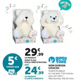 Hyper U Gipsy toys mon ourson coucou offre
