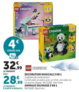 Hyper U LEGO CREATOR DECORATION MUSICALE 3 EN 1 offre