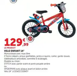 Hyper U SPIDERMAN Vélo Enfant 14" offre