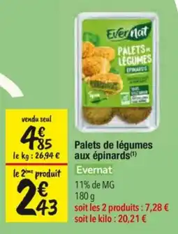Les Comptoirs de la Bio Evernat Palets de légumes aux épinards offre