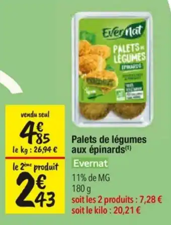 Evernat Palets de légumes aux épinards