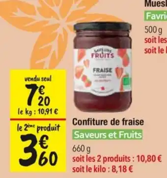 Saveurs et Fruits Confiture de fraise