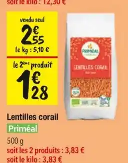 Les Comptoirs de la Bio Priméal Lentilles corail offre