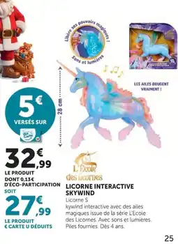 Hyper U L'école des licornes licorne interactive skywind offre