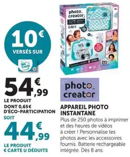 Hyper U Appareil photo instantané offre