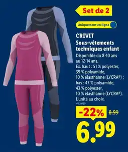 Lidl CRIVIT Sous-vêtements techniques enfant offre