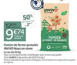 Jardiland Invivo - fumier de ferme granulés offre