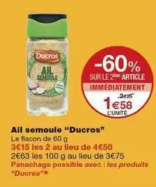 Monoprix Ducros - ail semoule offre