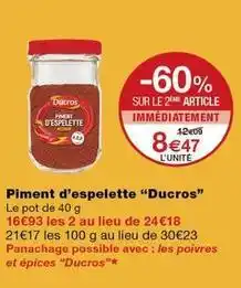 Monoprix Ducros - piment d'espelette offre