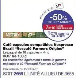 Monoprix Nescafé - café capsules compatibles nespresso brazil offre