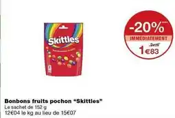 Monoprix Skittles - bonbons fruits pochon skittles offre