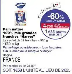 Monoprix Harry's - pain nature 100% mie grandes tranches offre