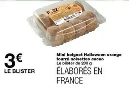 Monoprix Pozz - mini beignet halloween orange fourré noisettes cacao offre