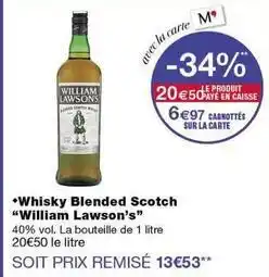 Monoprix William lawson's - whisky blended scotch offre