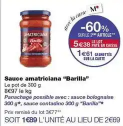 Monoprix Barilla - sauce amatriciana offre