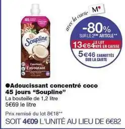 Monoprix Soupline - adoucissant concentré coco 45 jours offre