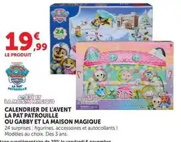 Hyper U Calendrier de l'avent la pat patrouille offre