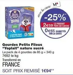 Monoprix Yoplait - gourdes petits filous offre