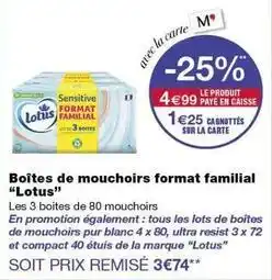 Monoprix Lotus - boîtes de mouchoirs format familial offre