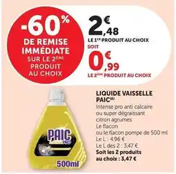 Hyper U Paic - liquide vaisselle offre