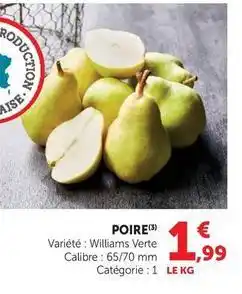 Super U Poire williams verte offre