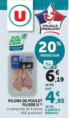 Super U U - pilons de poulet filiere offre