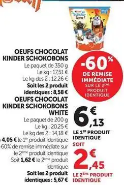 U Express Kinder - oeufs chocolat schokobons offre