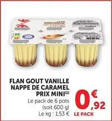 U Express Prix mini - flan gout vanille nappe de caramel offre