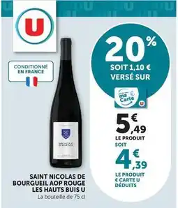 U Express U - saint nicolas de bourgueil aop rouge les hauts offre