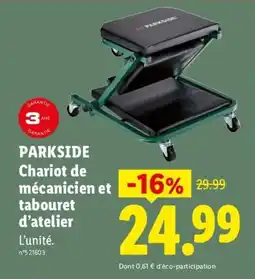 Lidl PARKSIDE Chariot de mécanicien et tabouret d'atelier offre