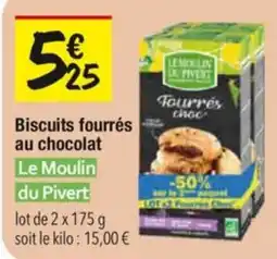 Les Comptoirs de la Bio Le Moulin du Pivert Biscuits fourrés au chocolat offre