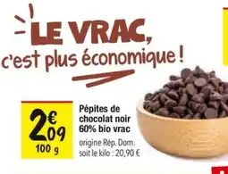 Les Comptoirs de la Bio Pépites de chocolat noir 60% bio vrac offre