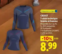 Lidl Crivit t-shirt technique femme et homme offre