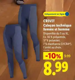 Lidl Crivit caleçon technique femme et homme offre