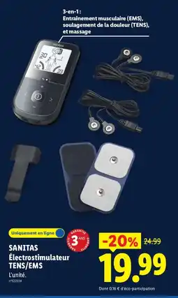 Lidl SANITAS Électrostimulateur TENS/EMS offre
