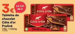 Hmarket Côte d'Or Tablette de chocolat Praliné offre